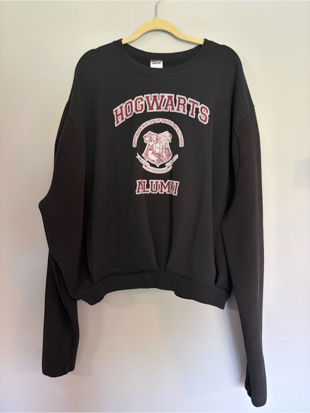 Harry Potter Hogwarts Alumni Dolman Sweatshirt Size 2XL Black Textured Sleeves